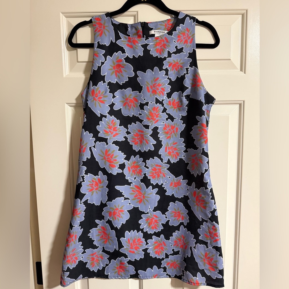 Glamorous Black and Blue Floral Dress